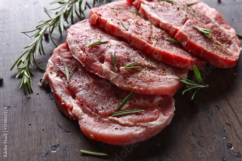 Fotografie, Obraz Pork steak with rosemary and pepper