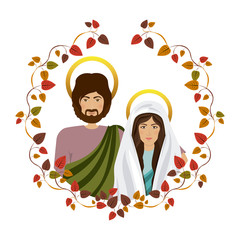 Wall Mural - Virgin mary and joseph icon vector illustration graphic design