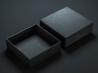 Two Black Boxes Mockup, opened and closed, 3d rendering