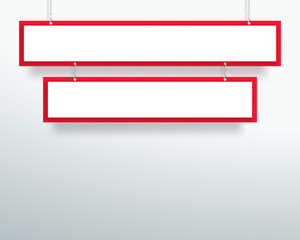Poster - Vector 3d Blank Red 2 Line Title Banners Hanging Design