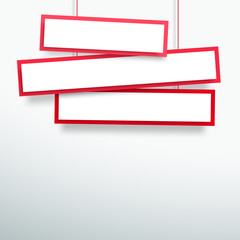 Poster - vector 3d blank red 3 line wonky hanging banners