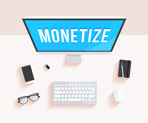 Wall Mural - Monetize Desktop Computer