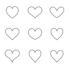 Wall Mural - hearts icons line