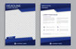 Blue flyer design template - brochure - annual report, front and back page 
