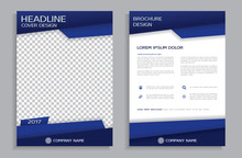 Blue Flyer Design Template - Brochure - Annual Report, Front And Back Page 