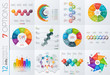 Collection of 12 vector templates for infographics with 7 options for presentations, advertising, layouts, annual reports