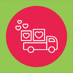 delivery car with hearts love line icon