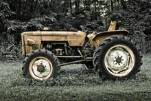 Rusty Tractor Abandoned In A Field
