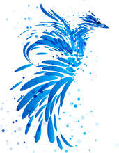 Mythical Blue Bird On White