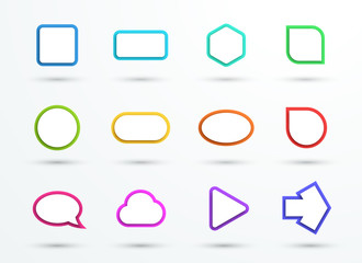 Leinwandbilder - Vector 3d Color Text Box Frames Different Shapes Set of 12
