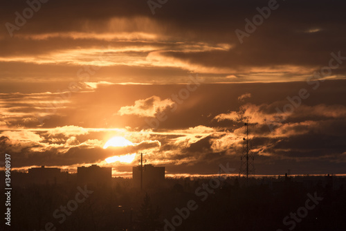 Stampe Colorful golden sunrise dawn Toronto, Scarborough, Canada