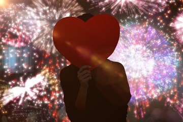 Poster - Composite image of hipster woman behind a red heart