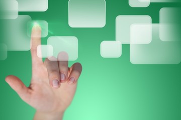 Poster - Composite image of cropped hand of woman pointing
