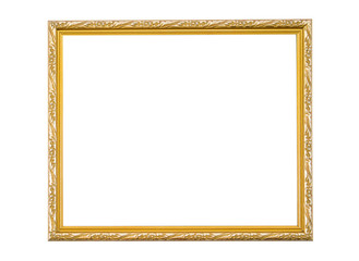 antique golden frame isolated on white background.Gold frame isolated