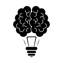 Sticker - Black brain bulb icon design, vector illustration image