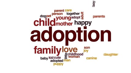 Sticker - Adoption animated word cloud, text design animation.