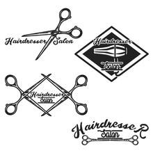 Color Vintage Hairdresser Salon Emblems