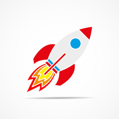 Wall Mural - Spaceship icon in flat design. Vector illustration.