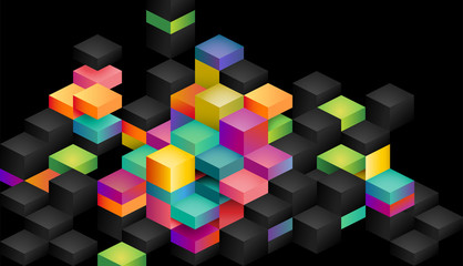 Poster - Colorful blocks on a black background, eps10 vector