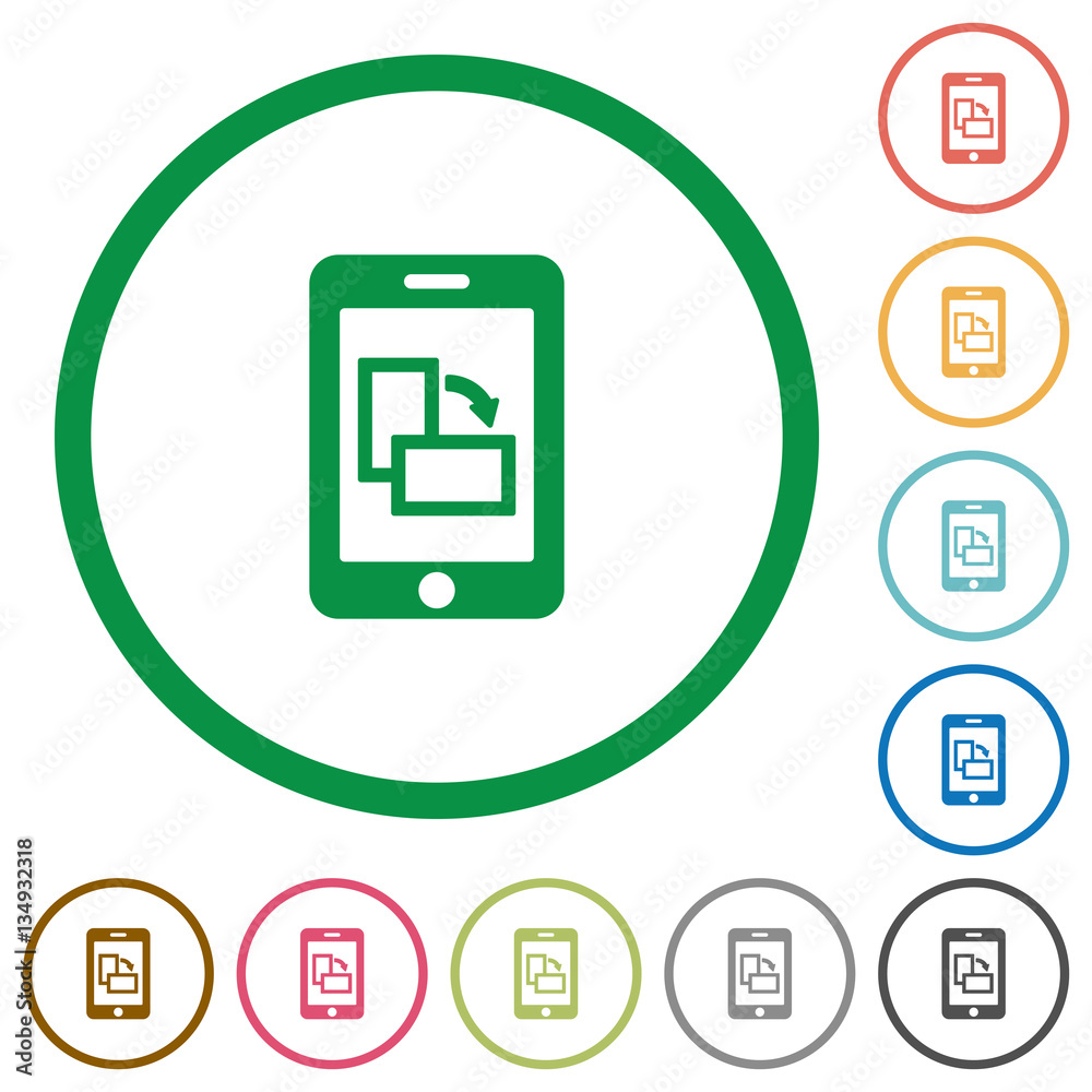 Stock-Vektorgrafik „Change mobile display orientation flat icons with ...