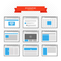 Web site page templates collection. Infographic elements collect