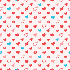Poster - Different abstract hearts pattern. Valentines greeting card layo