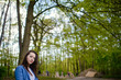 © Andrzej Wilusz - beautiful girl in a dress in the spring in a mask of dry leaf