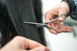 © Bojan - Male stylist cutting split ends on his female client with scissors at the hair salon.
