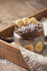 Canvas Print - chia pudding with chocolate banana smoothie