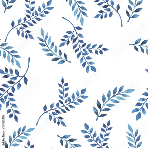 bezszwowy-wzor-z-blekitnym-branchea-i-liscmi-na-bialym-tle-recznie-rysowane-akwarela-ilustracja