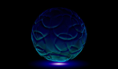 Fototapete - Futuristic Abstract Background. 3d Vector Illustration. Warp surface. Distortion. Fabric. Space . sci-fi backdrop. Dots and lines connections. Big data wireframe.