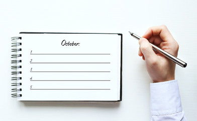 notebook business records. october plan