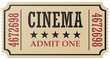 Retro cinema ticket isolated