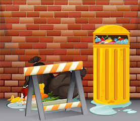 Wall Mural - Scene with dirty trash on the floor