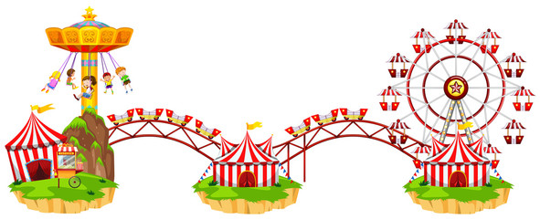 Canvas Print - Circus scene with many rides