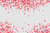 Fototapeta Fototapety na ścianę do pokoju dziecięcego - Heart shape pink and red confetti vector frame isolated on transparency grid