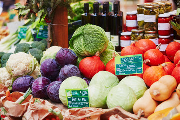 Wall Mural - Fresh healthy bio fruits and vegetables on market