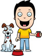 Cartoon Boy Feeding Dog
