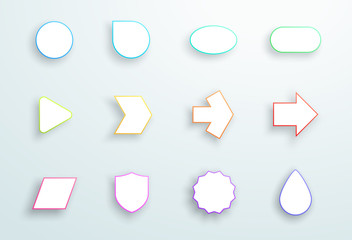 Poster - Vector Set of 3d Outline Generic Icon Shapes With Shadows A