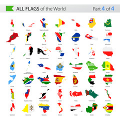 Wall Mural - All World Vector Country Contour Flags - Collection