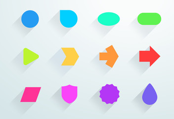 Leinwandbilder - Vector Set of Colourful Icon Shapes With Flat Shadows A