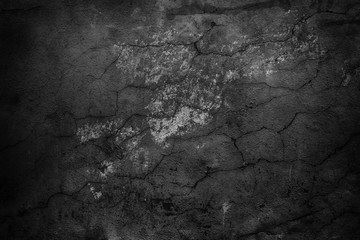 Wall Mural - black abstract wall, dark cement texture as background