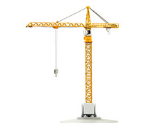 Scale Model Of Tower Crane Isolated On White Background