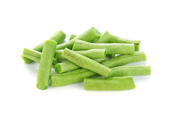 green beans on white background