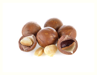 Canvas Print - macadamia nuts on white background