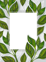 Sticker - banner with tea leaves