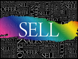 Wall Mural - SELL word cloud collage, business concept background