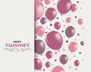 Wall Mural - Vector Illustration of a Happy Valentines Day Design with Rose Balloons