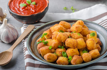 Homemade fried mini croquettes