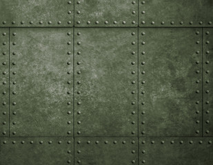 Wall Mural - metal military green background with rivets